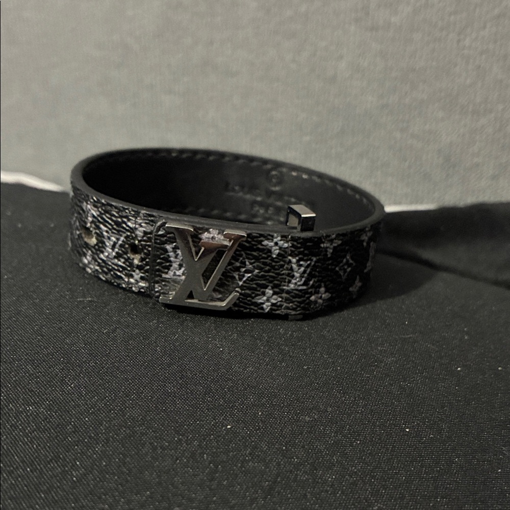 Louis Vuitton Black and Silver Monogram Bracelet